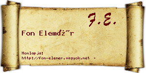 Fon Elemér névjegykártya