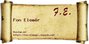 Fon Elemér névjegykártya